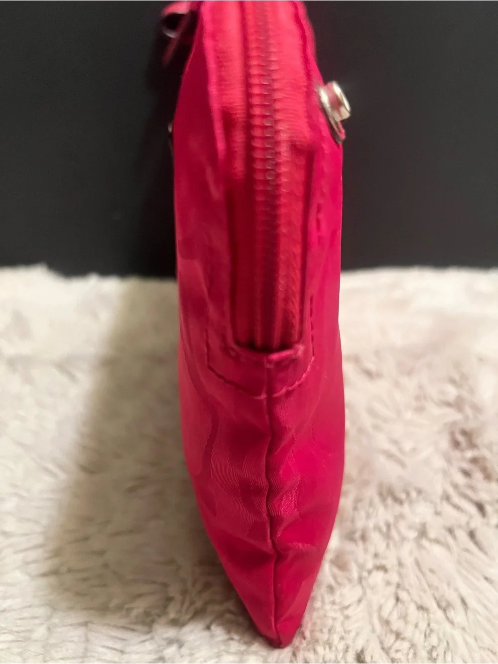 Coach Hot Pink Signature Getaway Nylon Cosmetic Pouch